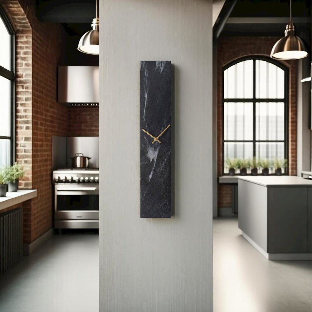 Mies Black Marble Monolith Clock. Picture 9