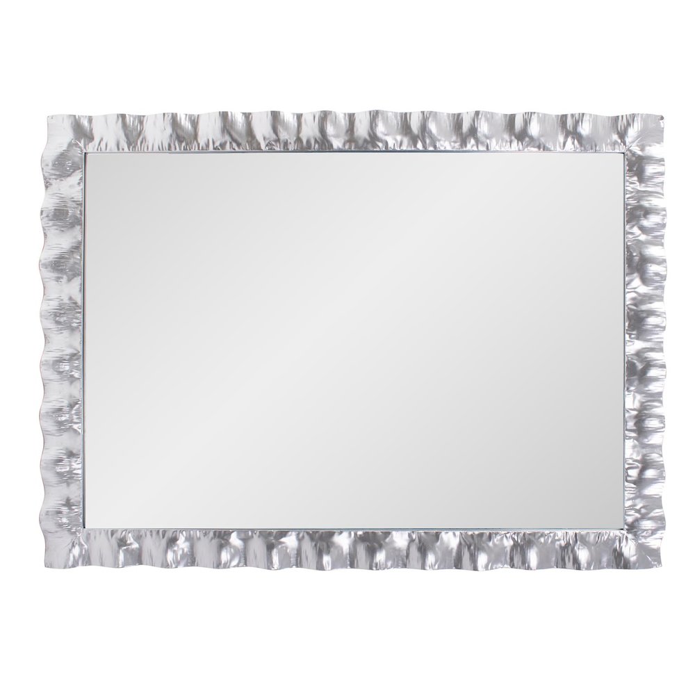 La Bailadora Bright Silver Ruffled Metal Vanity Mirror. Picture 4