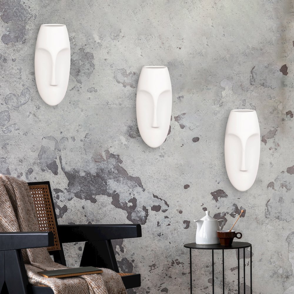 Matte White Face Wall Sculpture. Picture 7