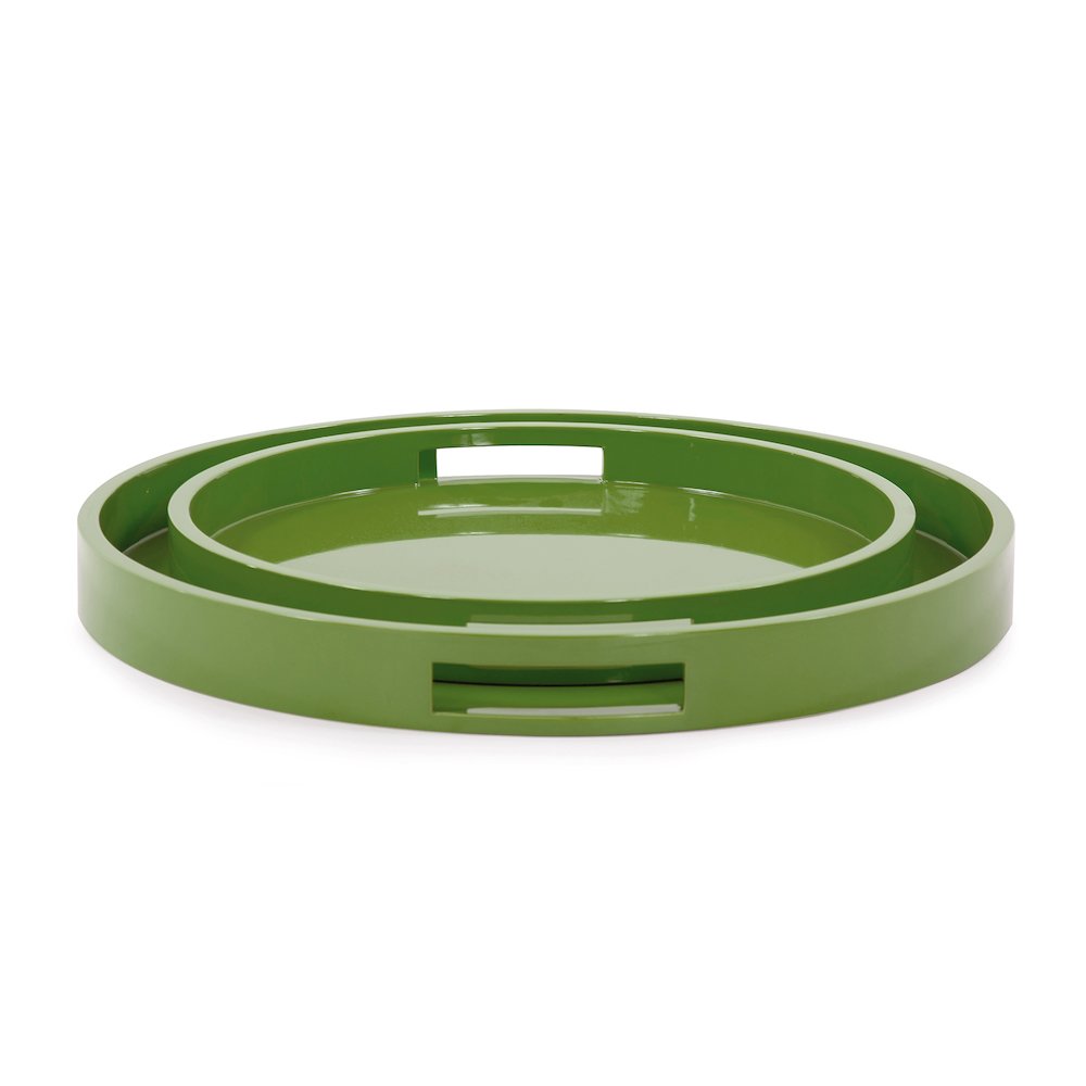Saint Tropez Round Tray Set of 2 - Wild Green. Picture 1