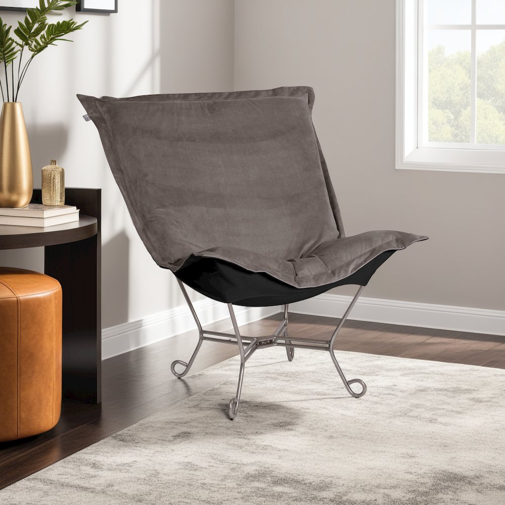 Scroll Puff Chair Bella Pewter Titanium Frame. Picture 3