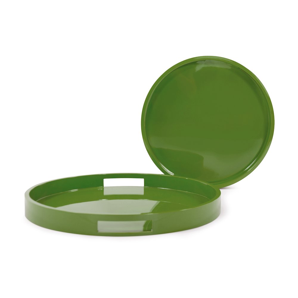 Saint Tropez Round Tray Set of 2 - Wild Green. Picture 3