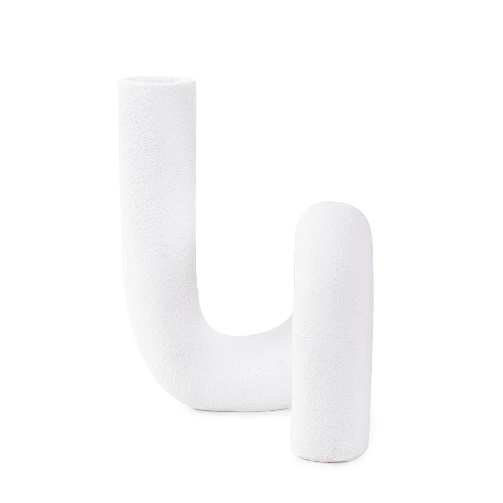 White Abstract Curved Tube Vase Tall. Picture 8