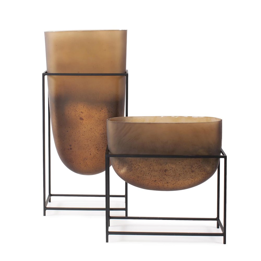 Bronze Euler Vase with Black Iron Stand- Tall. Picture 6