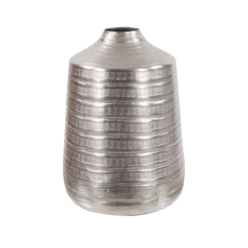 Chiseled Silver Cylinder Vase- Large. Picture 1