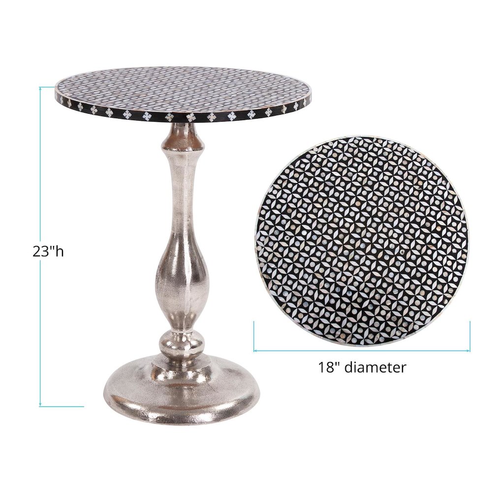 Nickel Metal with Bone Top Martini Table. Picture 7