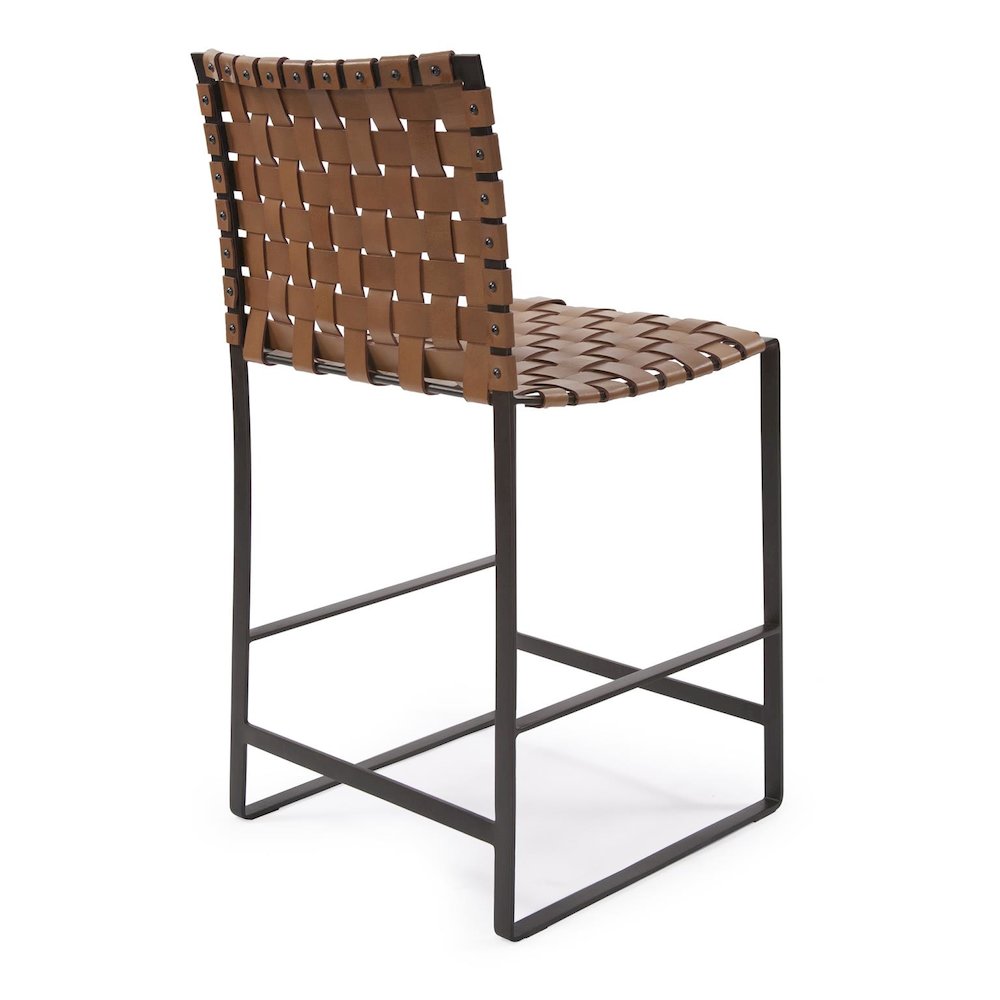 Irving Woven Leather Counter Stool. Picture 4