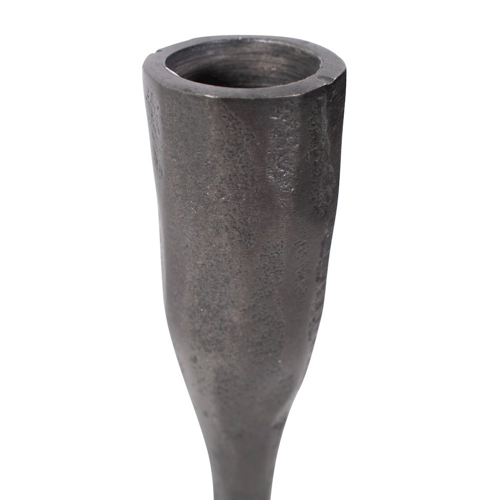 Asher Sculpted Cast Aluminum Candlestick in Ebony- Short. Picture 4