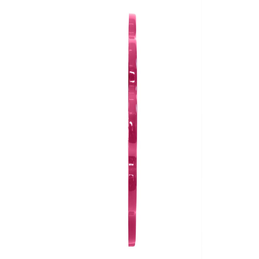 Kushi Round Scalloped Edge Mirror in Glossy Hot Pink. Picture 3