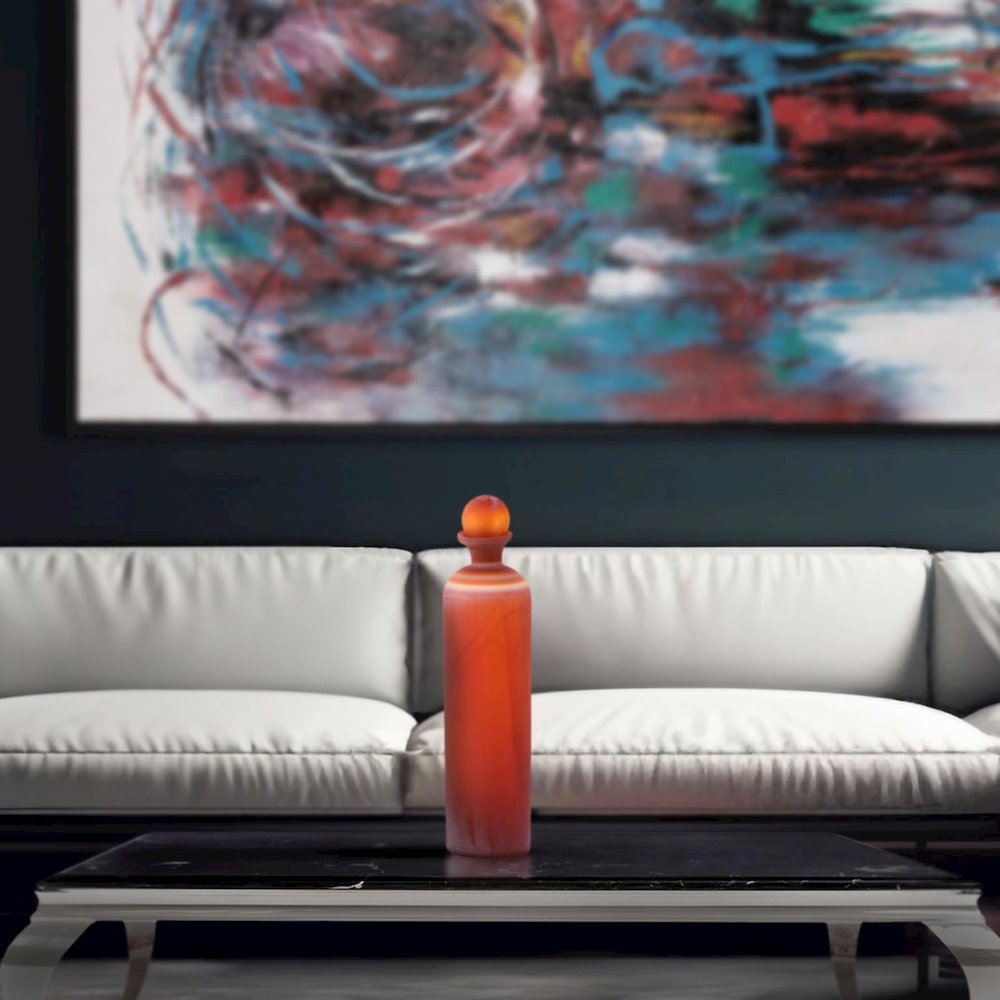 Mercer Glass Capped Bottle in Tangerine- Tall. Picture 8