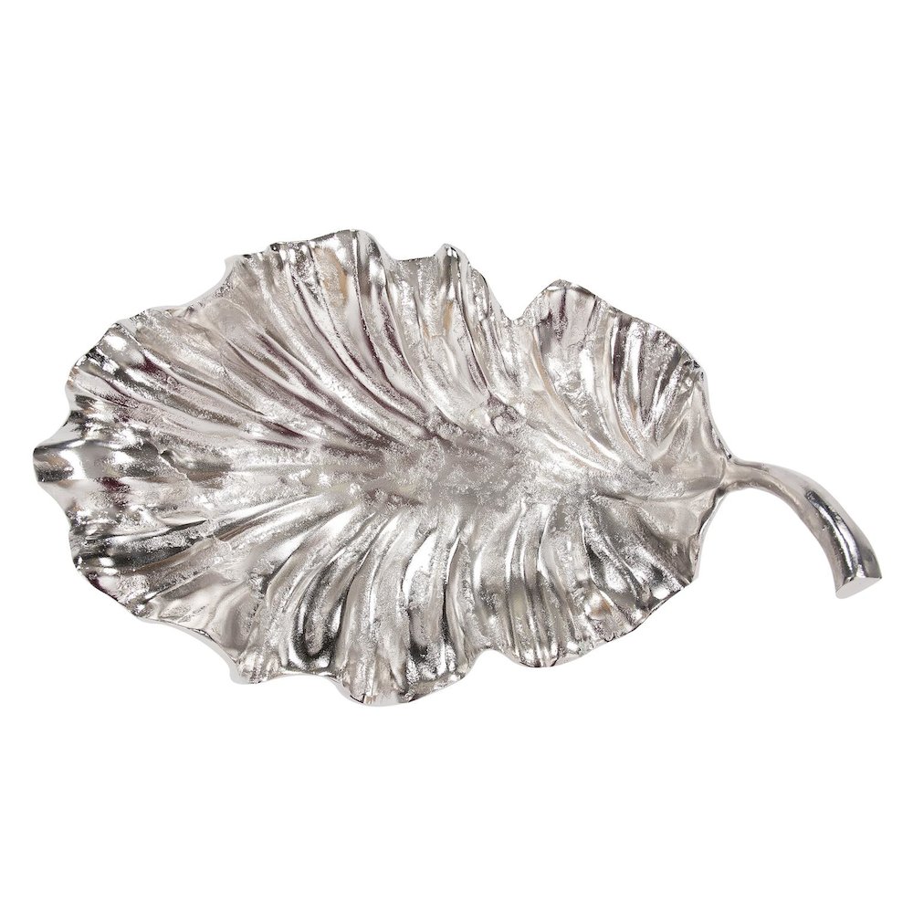 Calathea Leaf Polished Silver Sculpture- Large. Picture 7