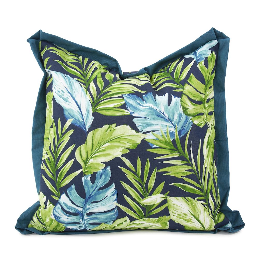 24 x 24 Outdoor Pillow Cardoon Indigo - Poly Insert. Picture 1