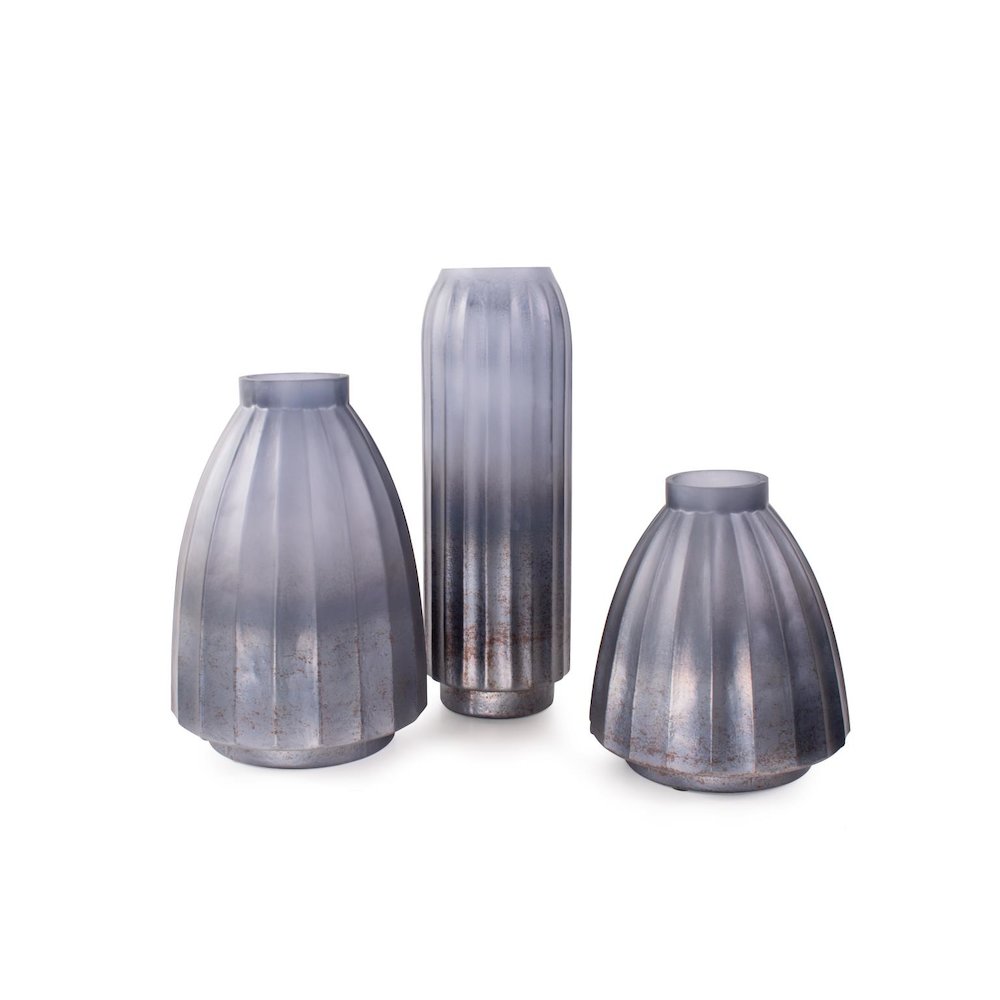 Cool Ice Blue Ribbed Vessel- Short. Picture 2