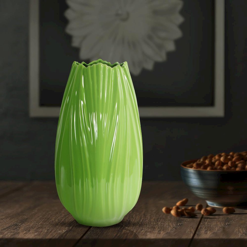 Field Green Tall Ceramic Vase. Picture 3