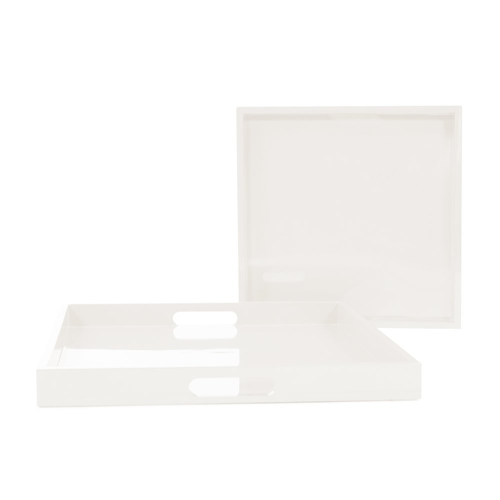 Saint Tropez Square Tray Set of 2 - Chalk. Picture 3