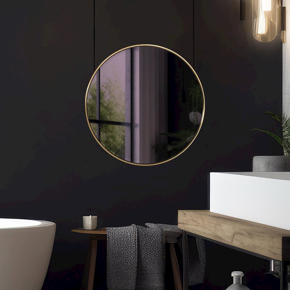 Broidy Round Mirror- Aubergine Purple. Picture 6