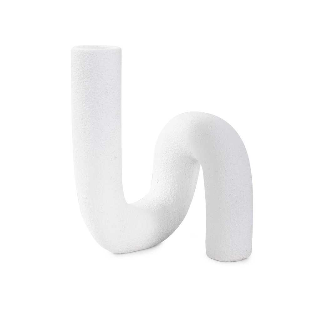 White Abstract Curved Tube Vase Tall. Picture 6