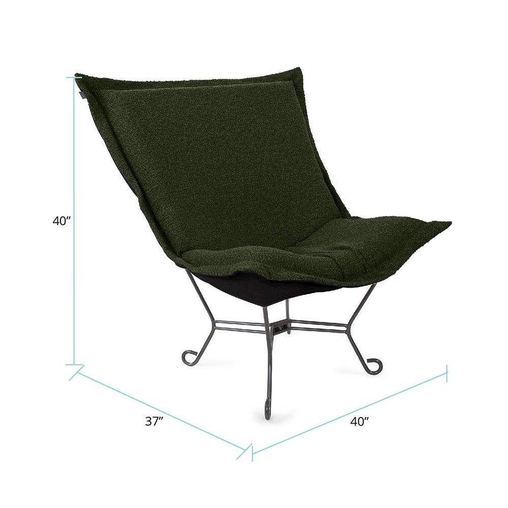 Scroll Puff Chair Titanium- Barbet Forest/Black. Picture 7