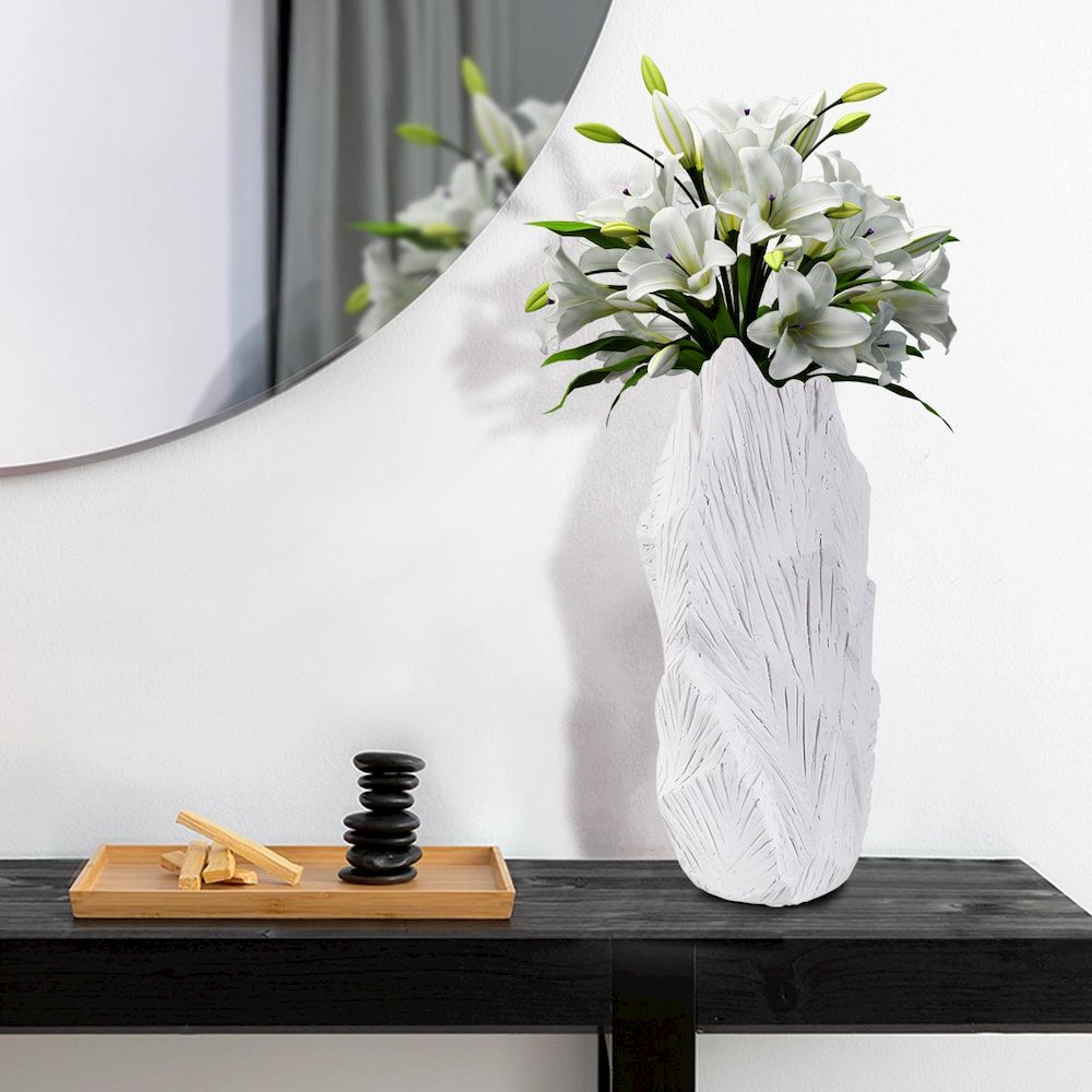 Abstract Elm Tall Vase in White. Picture 9
