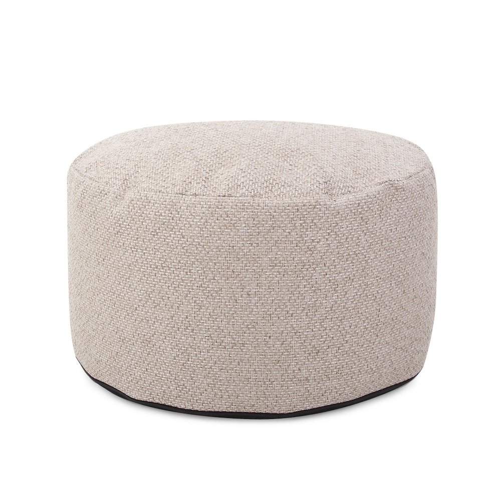 Round Foot Pouf Panama Sand. Picture 1