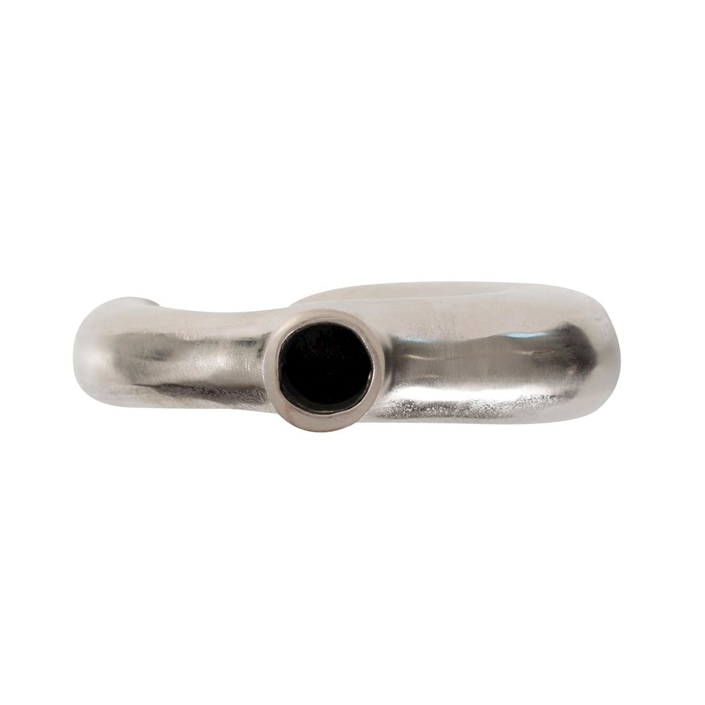 Shirin- Polished Silver Reverse Vase in Cast Aluminum- Short. Picture 9