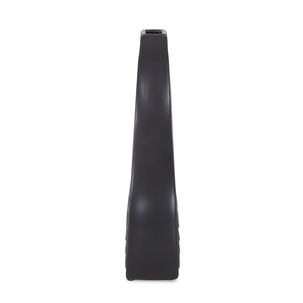 Black Onion Tapered Low Ceramic Vase. Picture 2