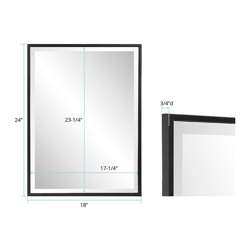 Matte Black Rectangle Metal Mirror. Picture 8