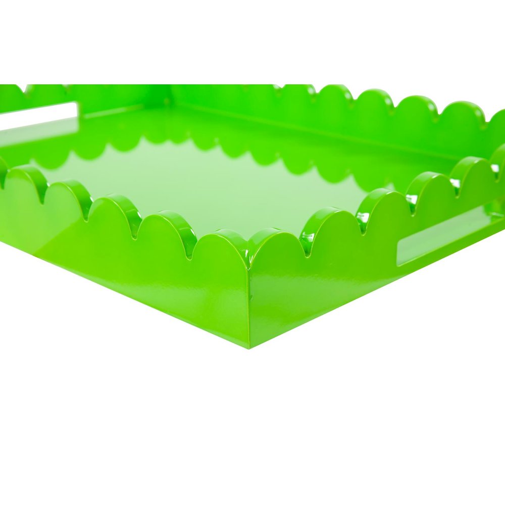 Rectangular Scalloped Riviera Tray - Green. Picture 5