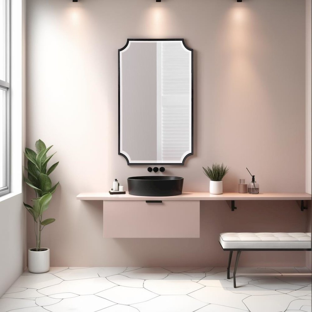 Hastings Brushed Black Shield Mirror. Picture 9