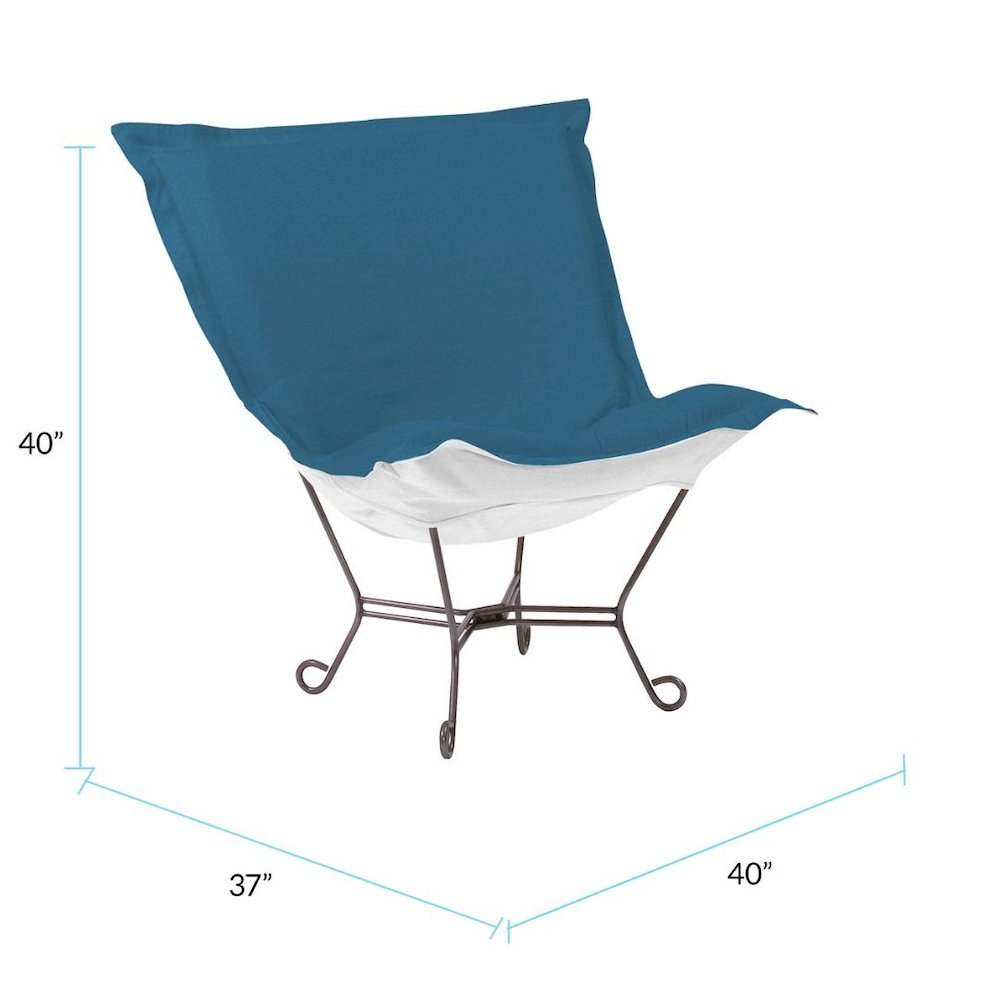 Patio Scroll Puff Chair Seascape Turquoise Titanium Frame. Picture 5