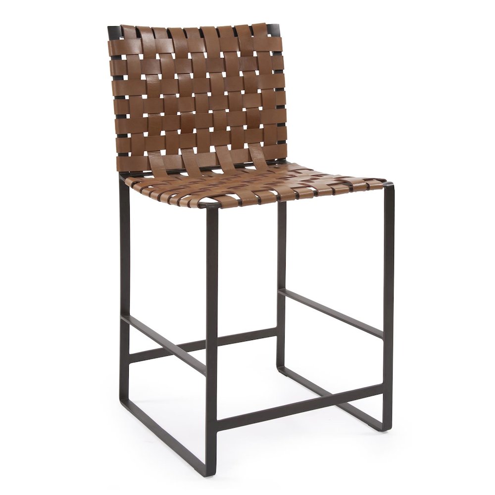 Irving Woven Leather Counter Stool. Picture 1