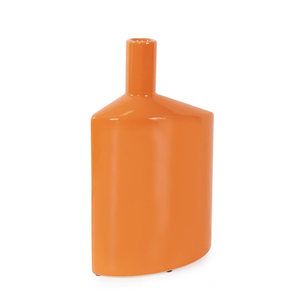 Orange Valencia Askewed Tall Bottle Vase. Picture 3