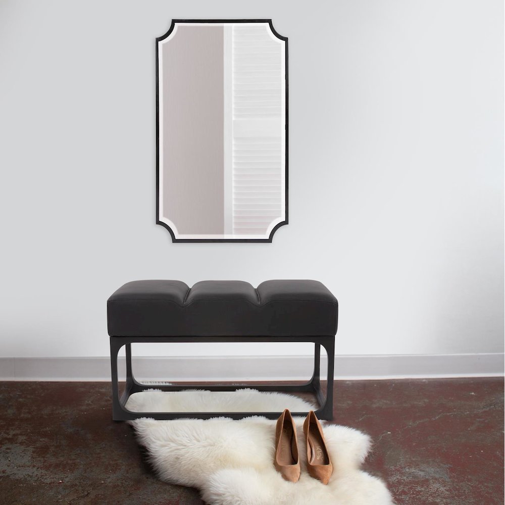 Hastings Brushed Black Shield Mirror. Picture 7