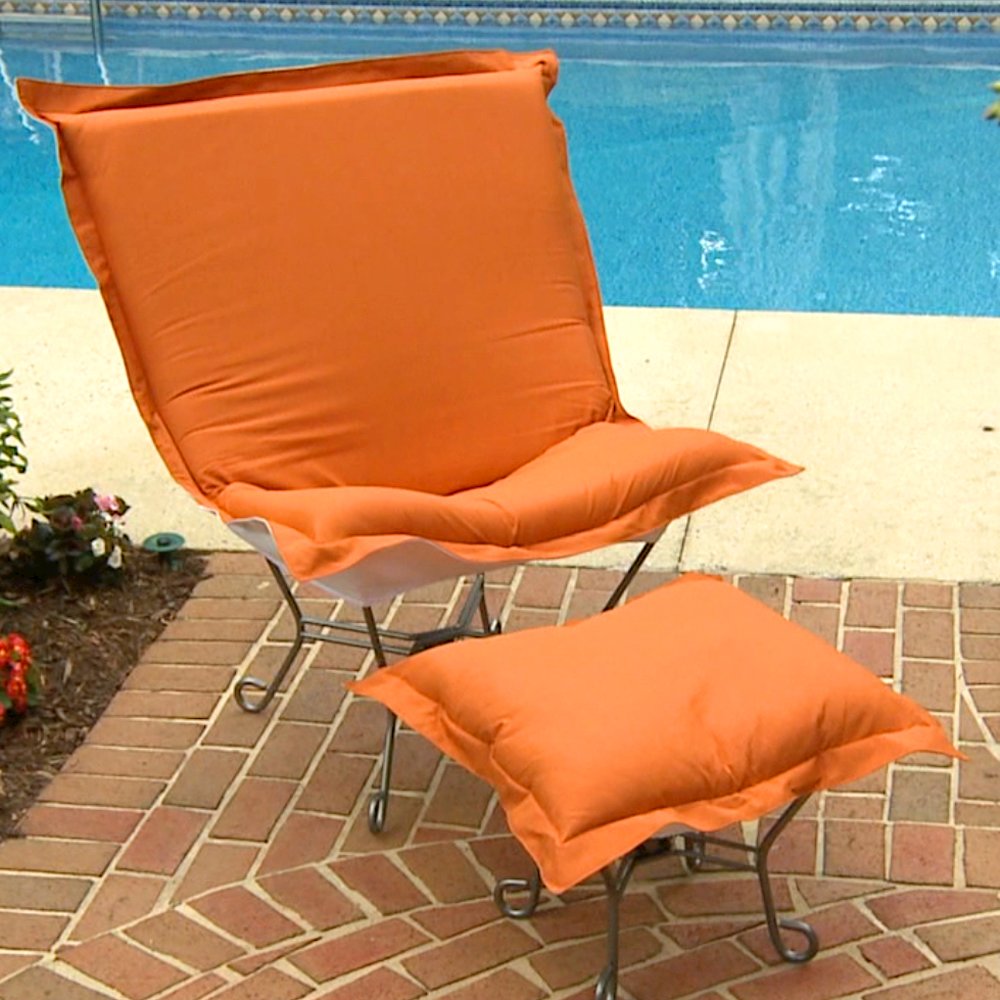Patio Scroll Puff Chair Seascape Canyon Titanium Frame. Picture 2