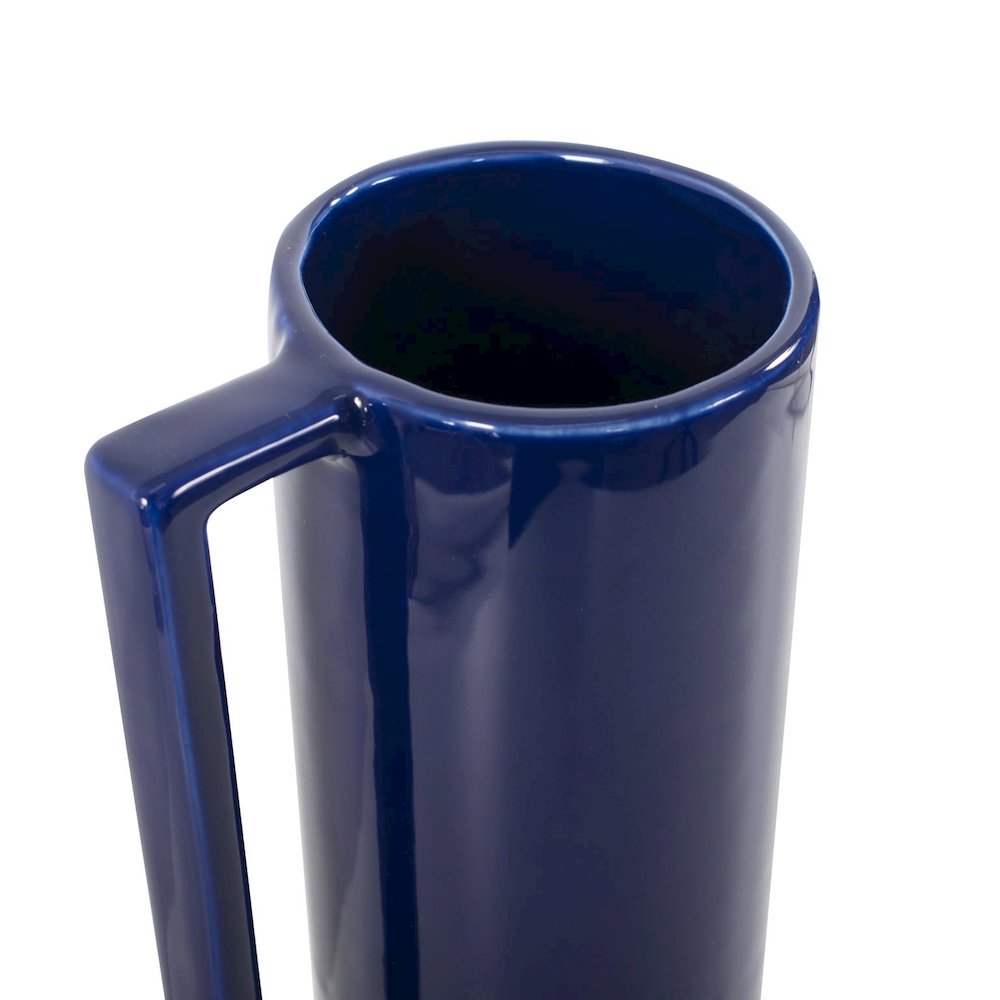 Bella Sapphire Blue Tall Ceramic Pitcher. Picture 4