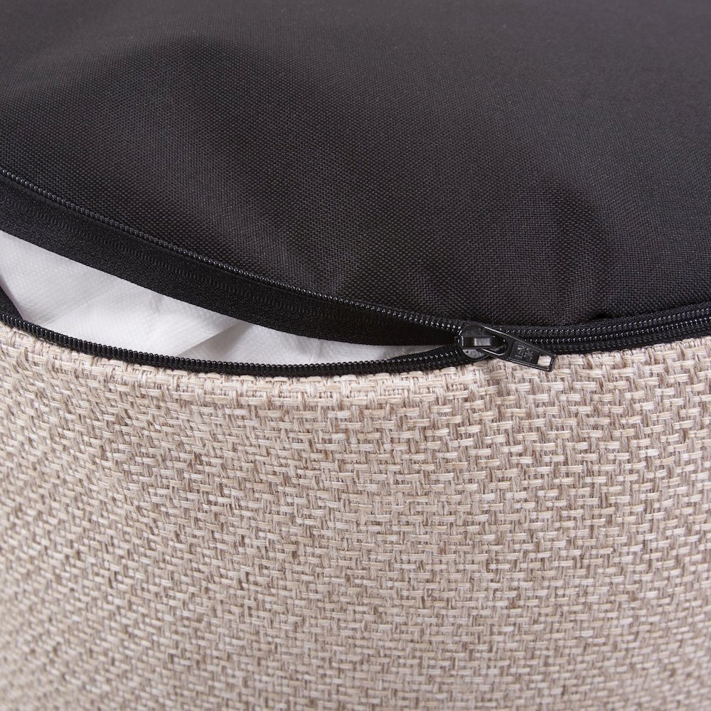 Round Foot Pouf Panama Sand. Picture 4