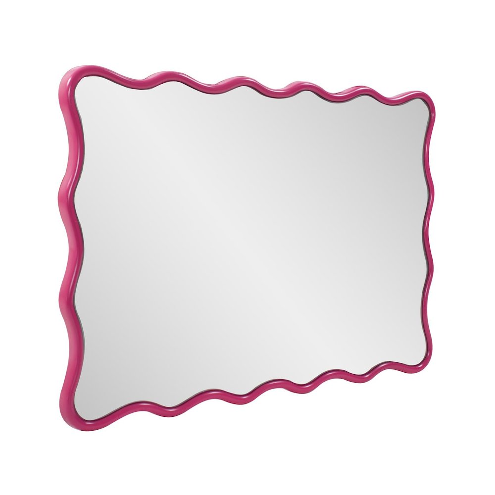 Maya Rectangular Waved Edge Mirror in Glossy Hot Pink. Picture 9