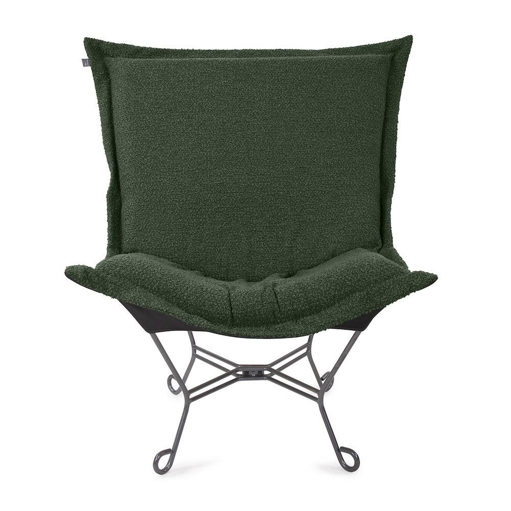 Scroll Puff Chair Titanium- Barbet Forest/Black. Picture 2