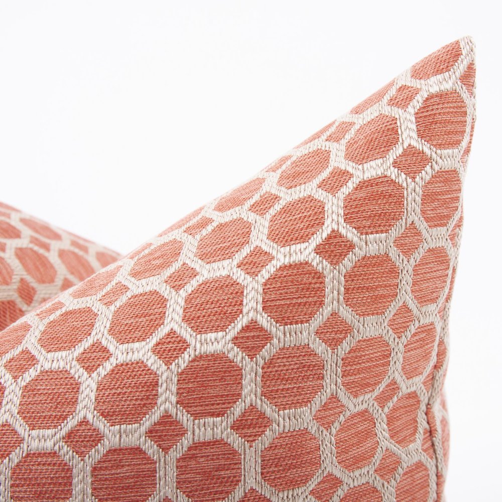 24 x 24 Pyth Coral Pillow  - Down Insert. Picture 4