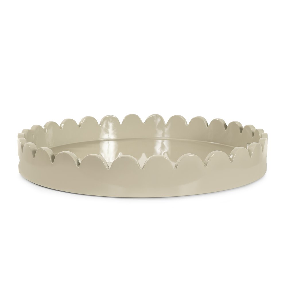 Round Scalloped Riviera Tray - Taupe. Picture 3