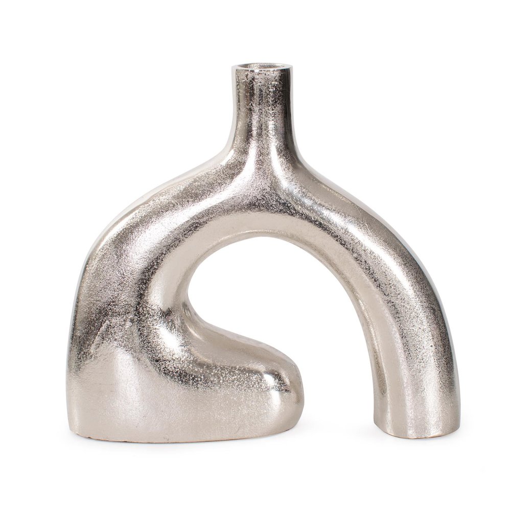 Shirin- Polished Silver Reverse Vase in Cast Aluminum- Tall. Picture 1
