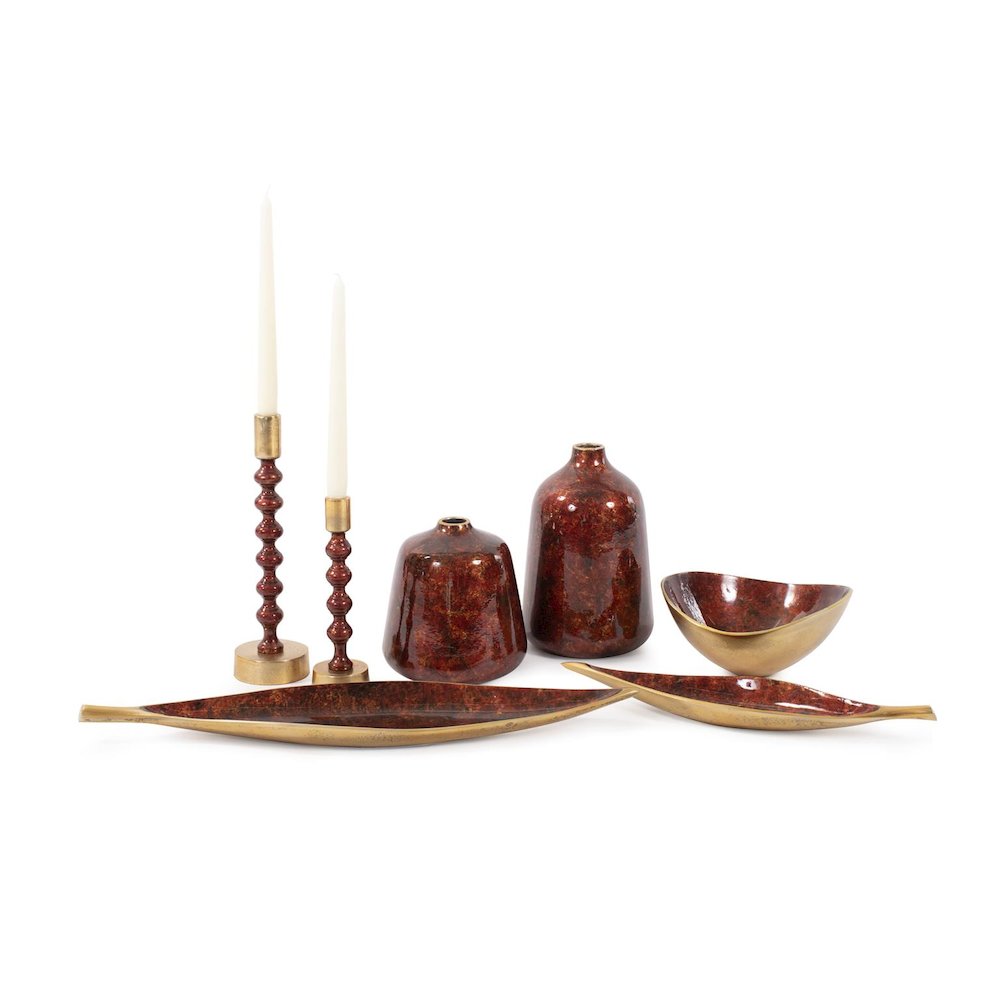 Sharma Crimson Gold Rounded Candlestick- Tall. Picture 9