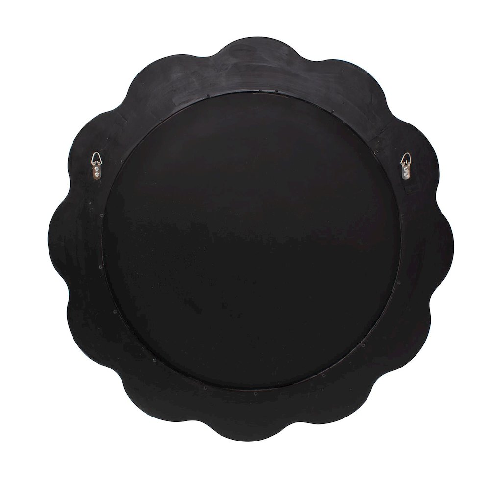 Kushi Round Scalloped Edge Mirror in Glossy Navy. Picture 5