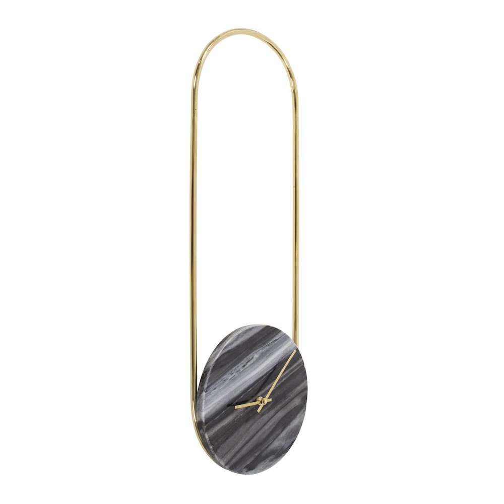 Balance of Mies Black Marble and Stainless Steel Clock. Picture 2