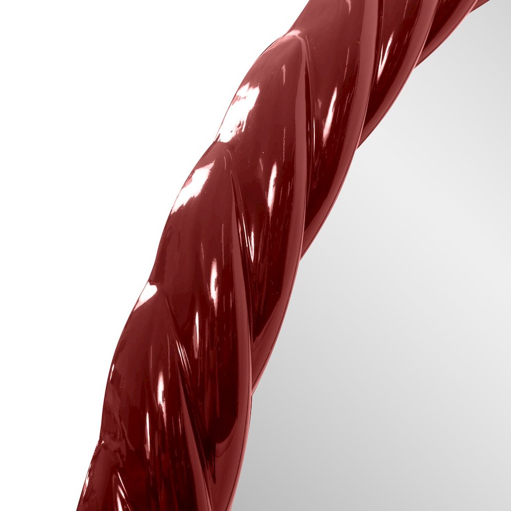 Gita Braided Round Mirror in Glossy Burgundy. Picture 3