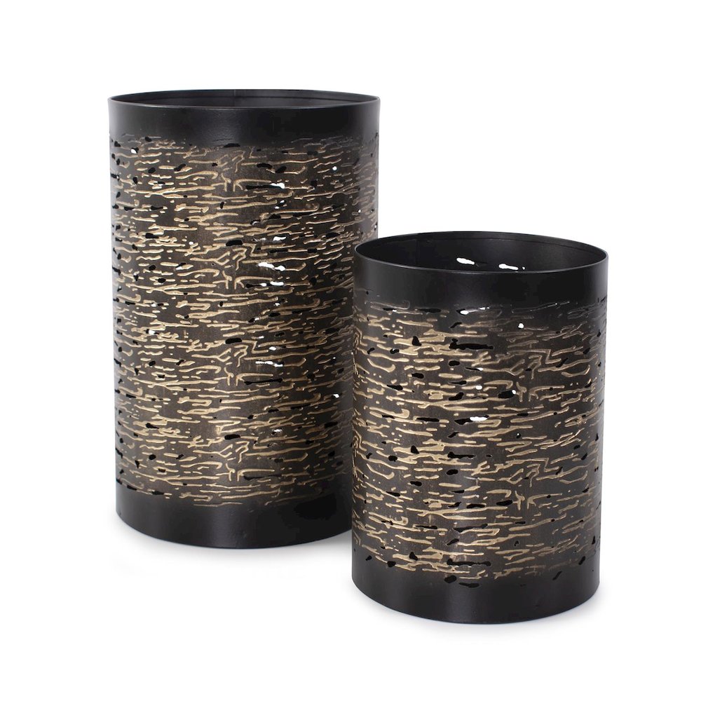 Golden Thread Cylindrical Large Candle Holder. Picture 5