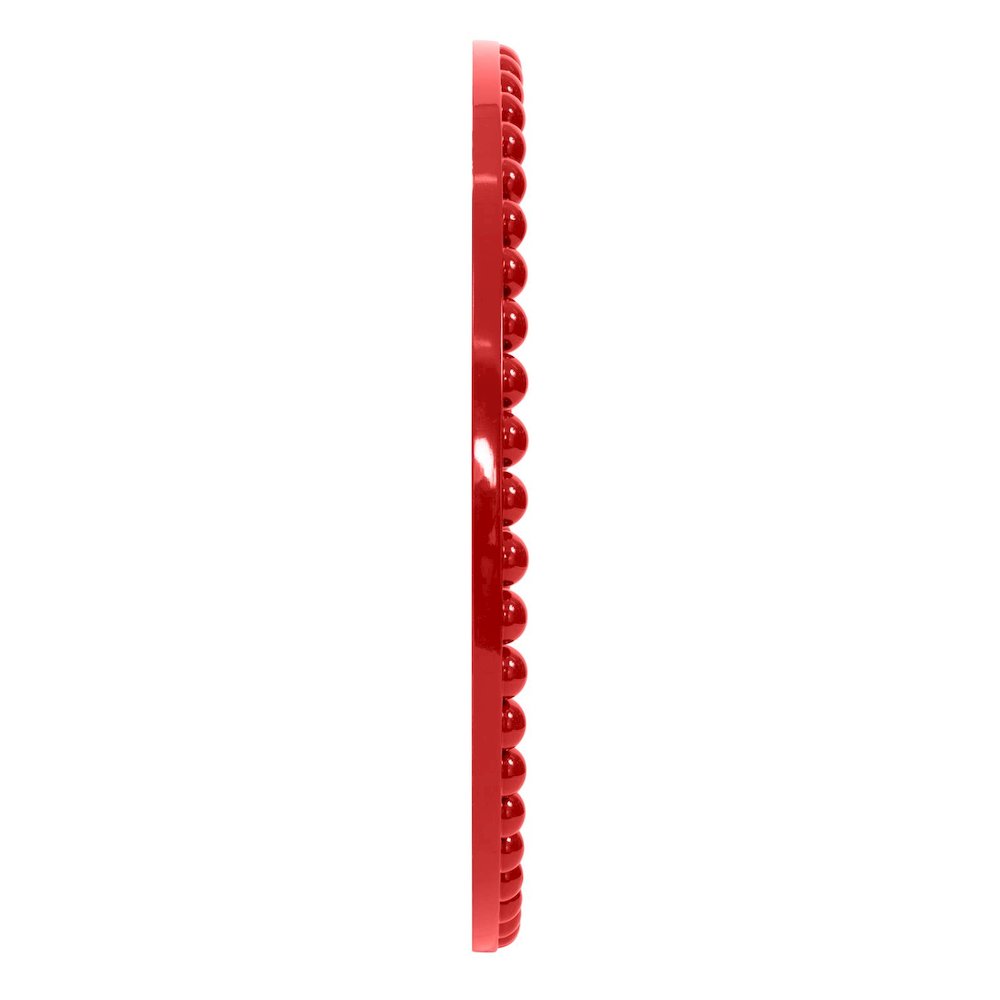 Varsha Round Oversized Beaded Mirror in Glossy Red. Picture 4