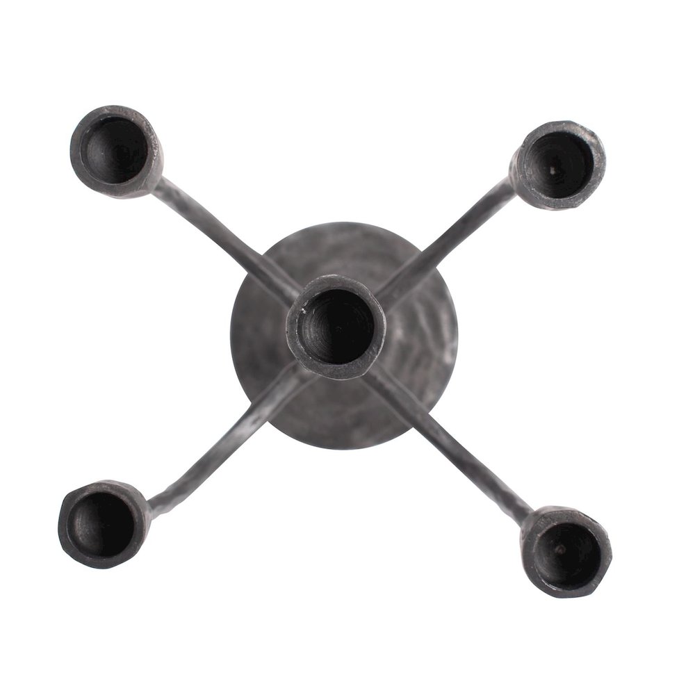 Asher Sculpted Cast Aluminum Five Arm Candle Holder- Ebony. Picture 5
