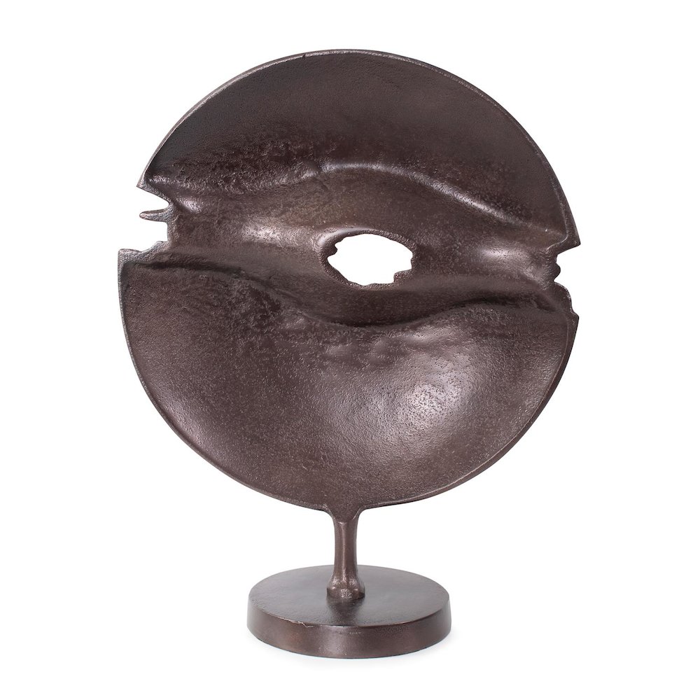 Berken Round Sculpture in a Bronze Finished Cast Aluminum. Picture 3