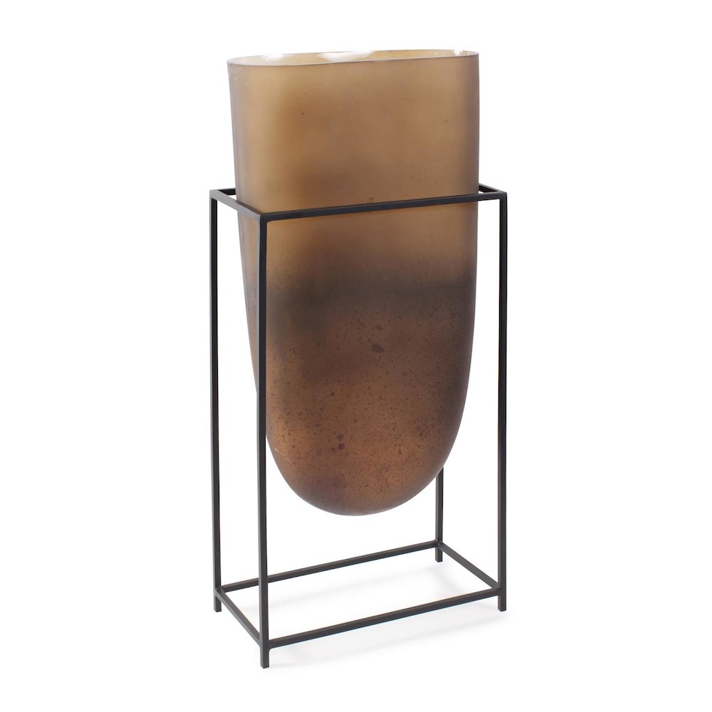 Bronze Euler Vase with Black Iron Stand- Tall. Picture 2